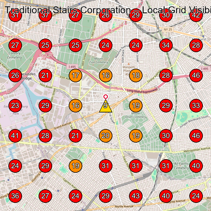 Traditional Stairs Corporation GeoGrid visibility map for Stair Contractor in Brooklyn